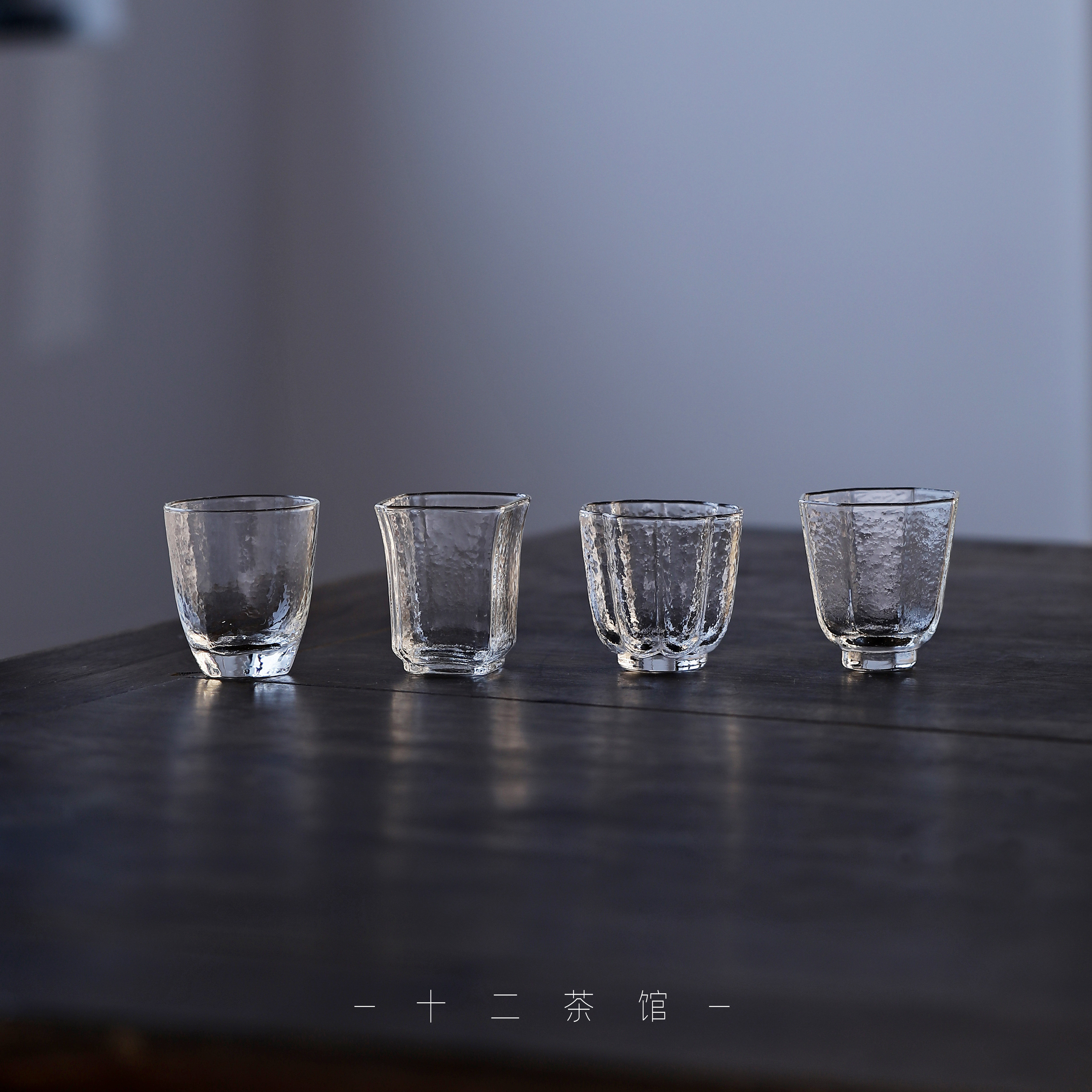 碎影锤纹玻璃茶杯客杯四方杯菱花杯圆口杯八方茶杯