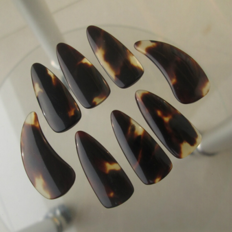 正品专业纯生料玳瑁色演奏练功考级古筝指甲 凹槽双面弧成人儿童