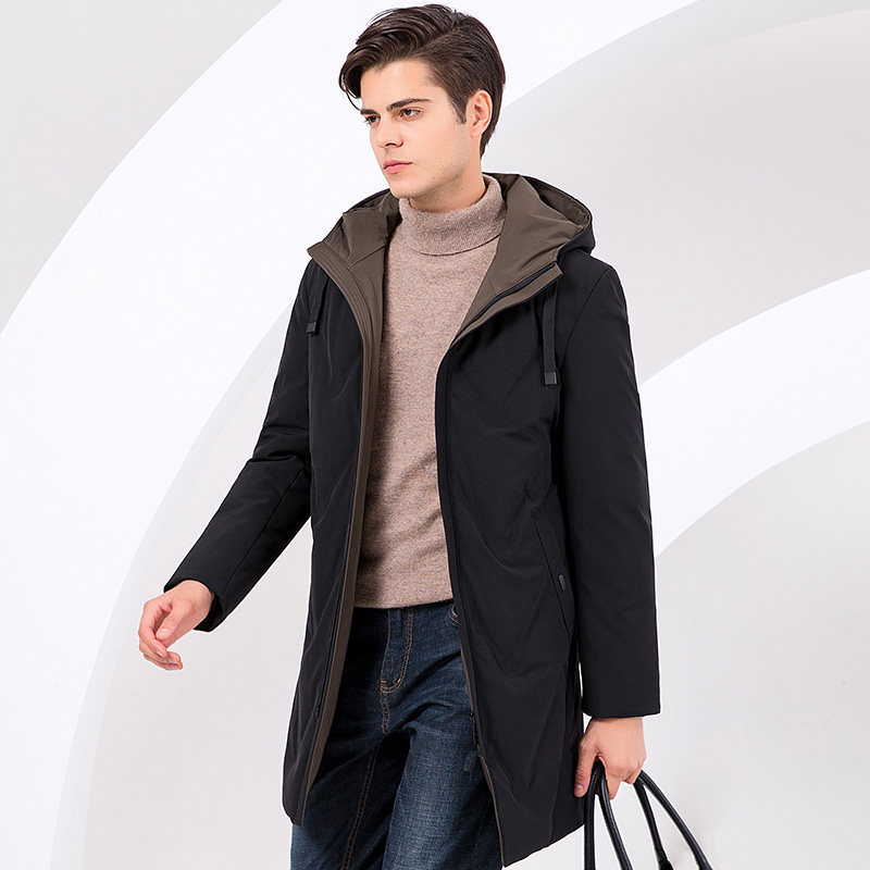 木笛羽绒服男中长款2019冬季韩版加厚青年连帽抗寒男士新款外套