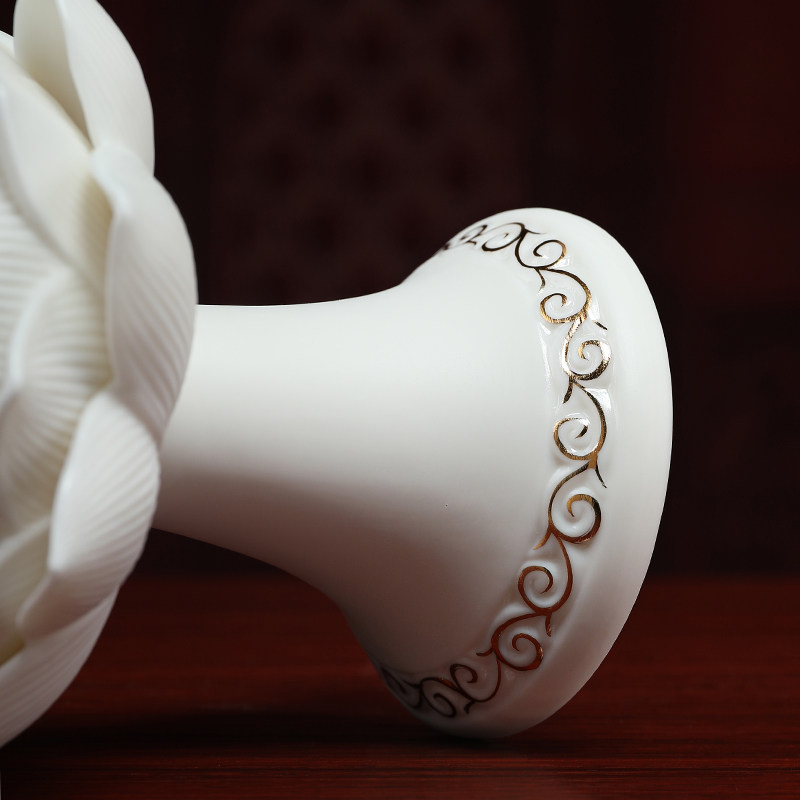 戴玉堂陶瓷大号寺庙莲花烛台蜡烛家用中式观音烛台