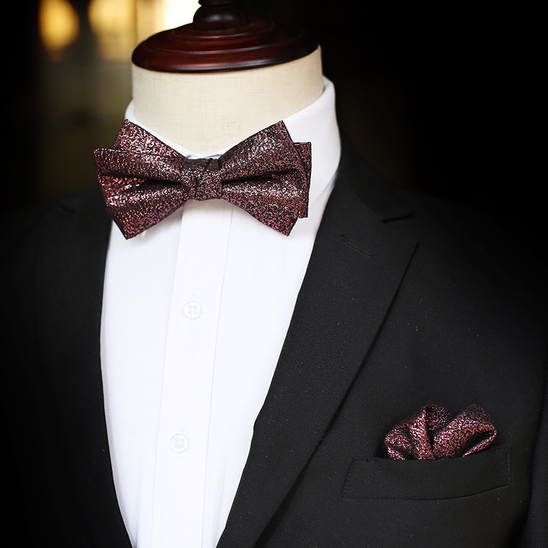 17century深粉黑金金时尚领结煲呔婚礼蝴蝶蝴蝶结结婚领结