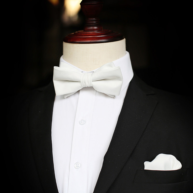 17century白色纯色领结煲呔婚礼蝴蝶蝴蝶结结婚新郎领结