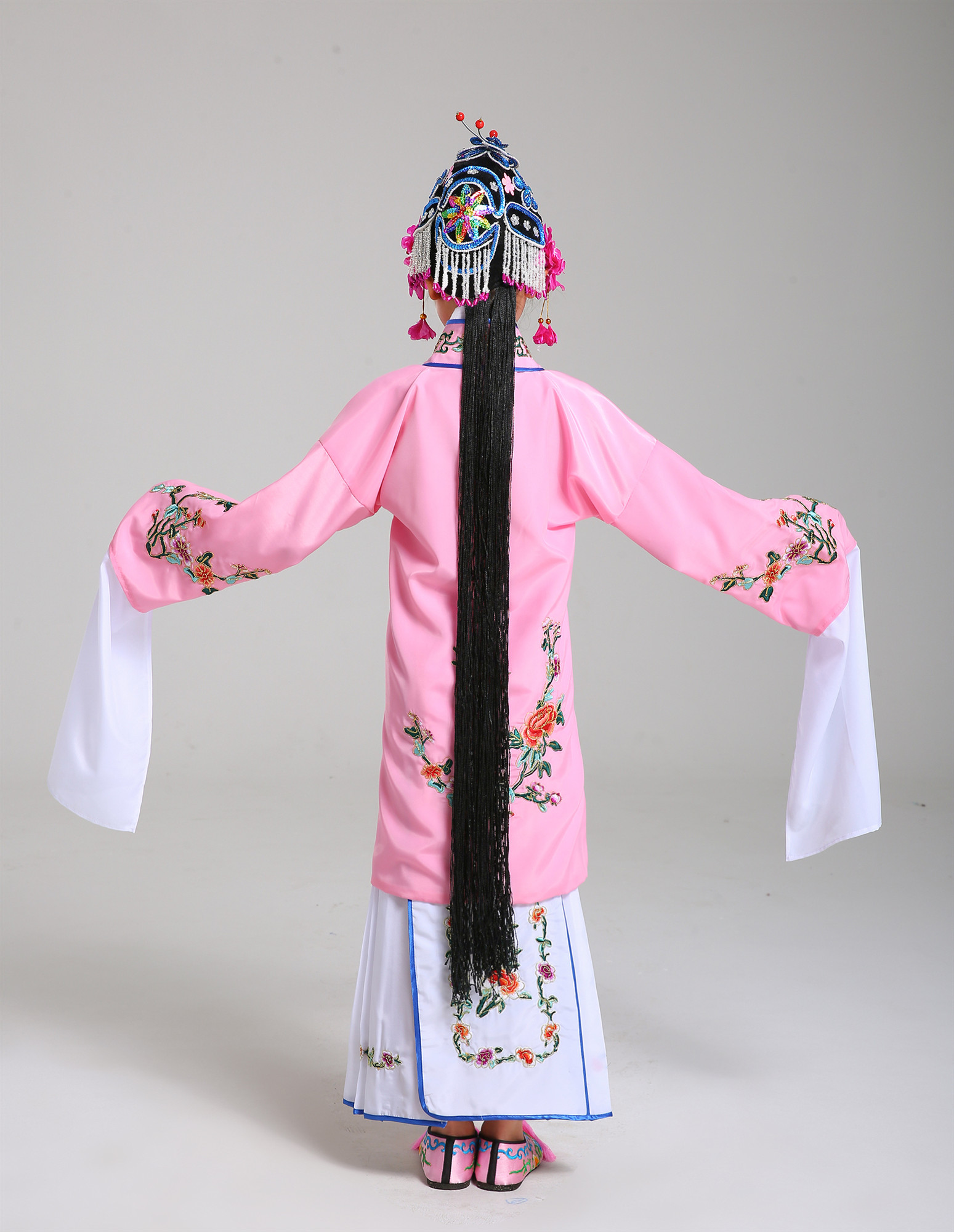 新款儿童花旦戏服戏剧京剧黄梅戏青衣花旦小姐衣服女披水袖戏曲服