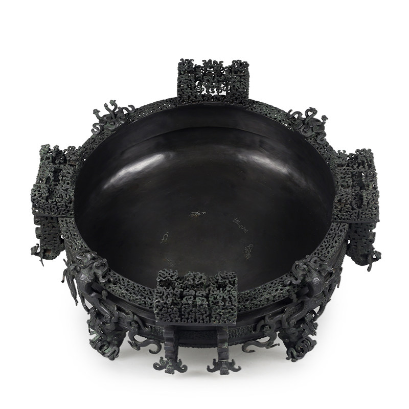 古铜都曾侯乙尊盘青铜器仿古摆件纯铜做旧古玩装饰礼品摆设