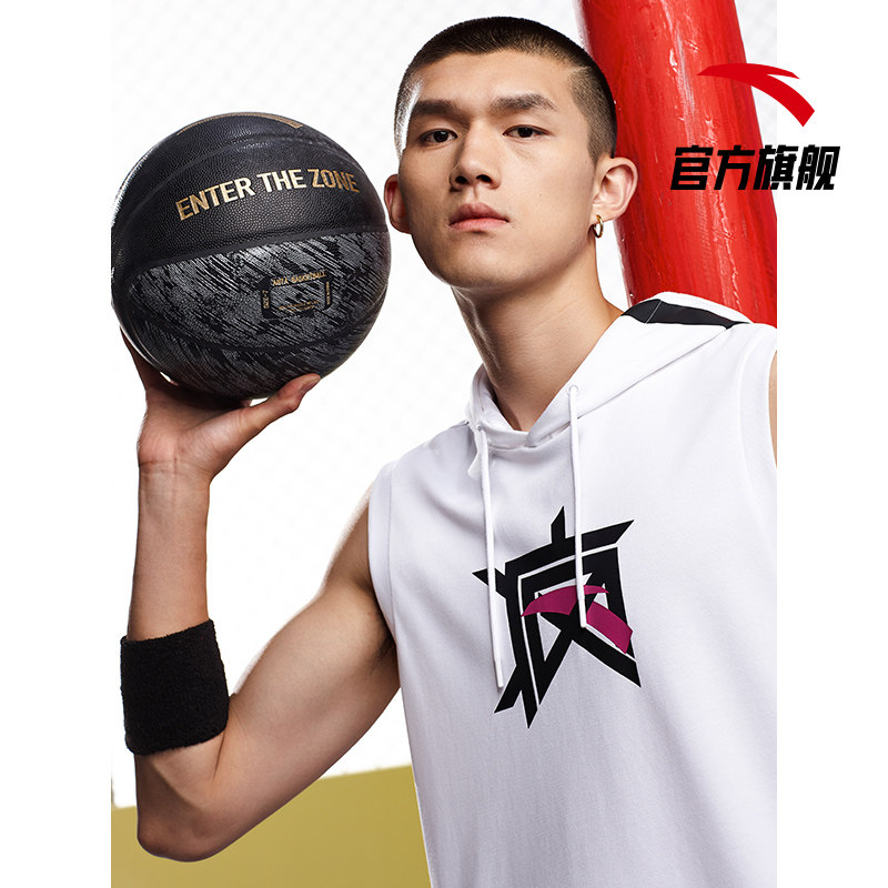 安踏要疯篮球服男汤普森汤神无袖短袖官网旗舰球服背心连帽球衣男