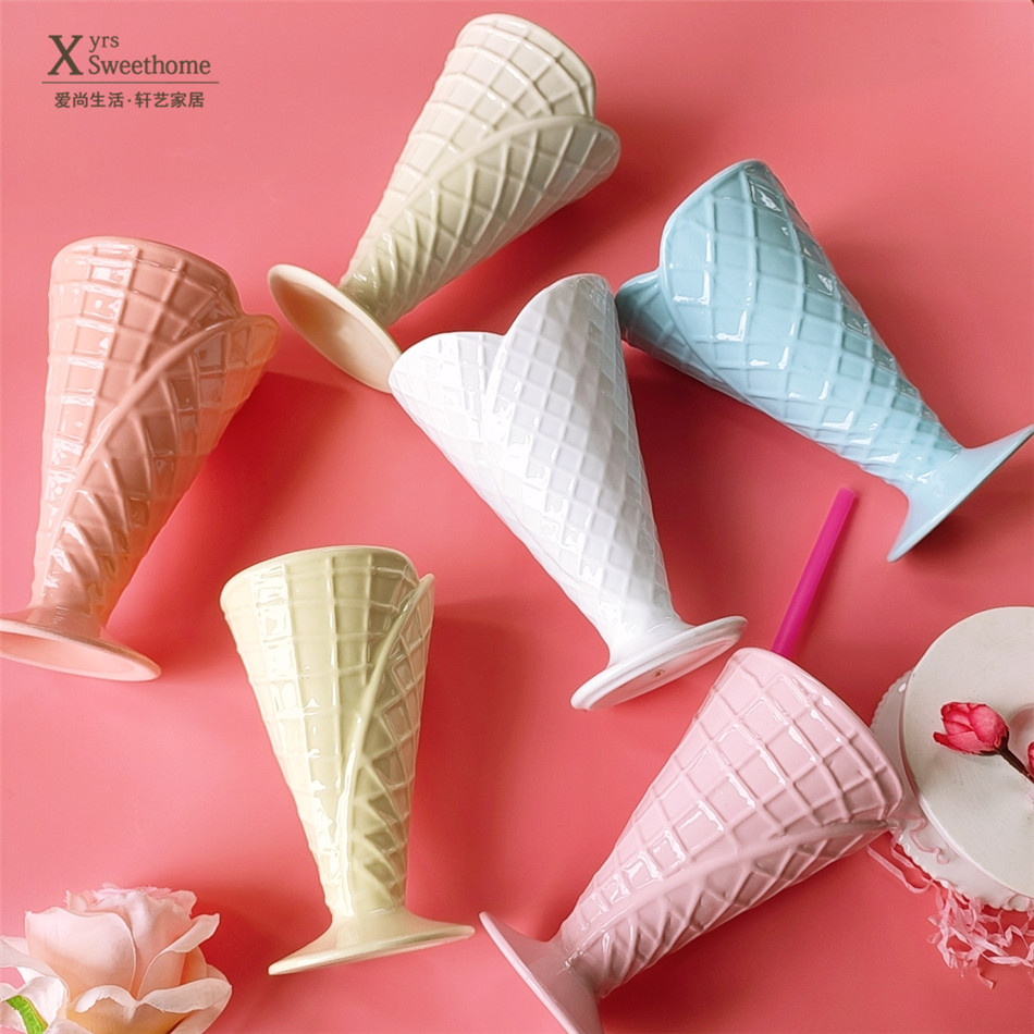 陶瓷冰激凌造型果酱奶油冰淇淋慕斯锥形果冻果汁马克杯