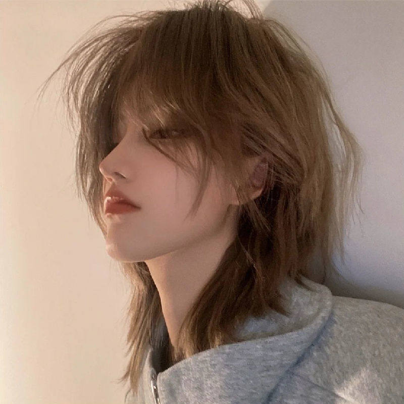 武士狼尾海全刘海全短直发鲻鱼整顶长发中长可扎整顶假发