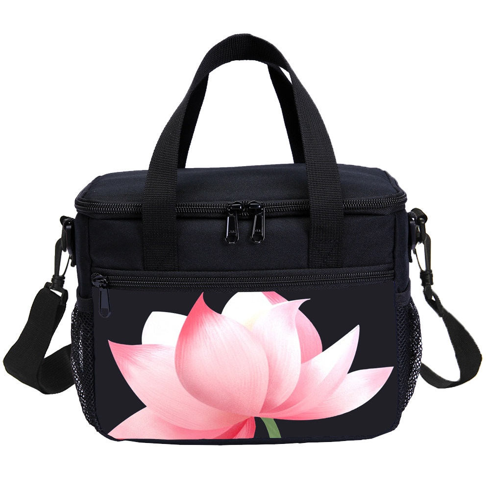 荷花莲花图案书包女生国风双肩包学校背包保温书包