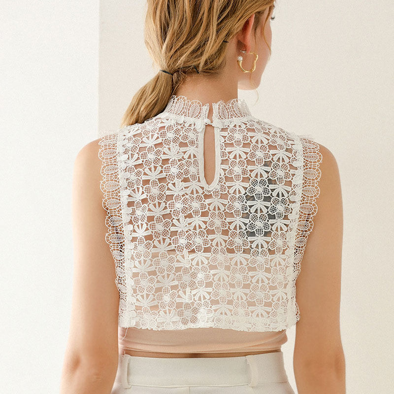 衣领韩国秋冬镂空花边衬衫领子百搭蕾丝立领围巾