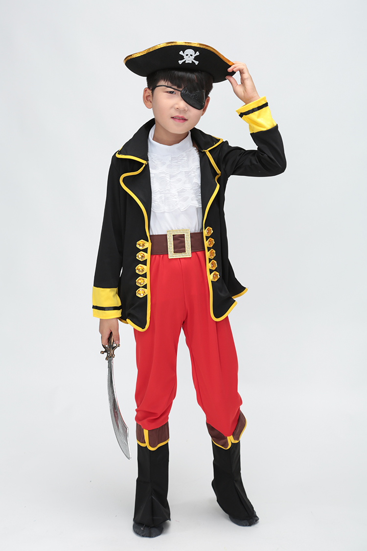儿童六一万圣节演出服加勒比海盗杰克船长服装cos角色扮演派对儿童