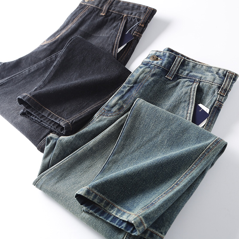 阿美咔叽风！重工水洗！秋冬男士全棉牛仔宽松休闲工装牛仔裤长裤