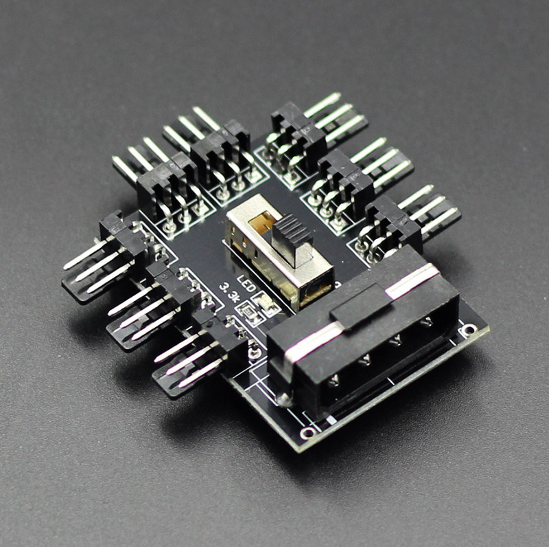 风扇电脑机箱集线器hub43针4pin控制器8路pwm散热器