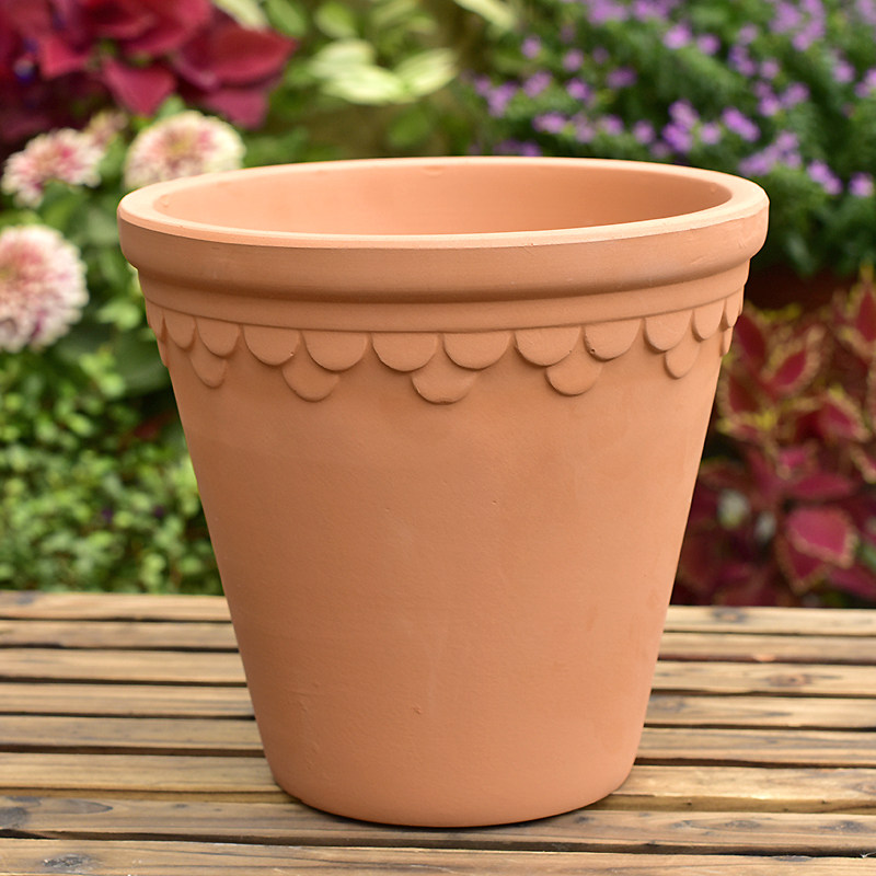花瓣浮雕新品国际绿植多肉圆型陶土花盆透气花盆