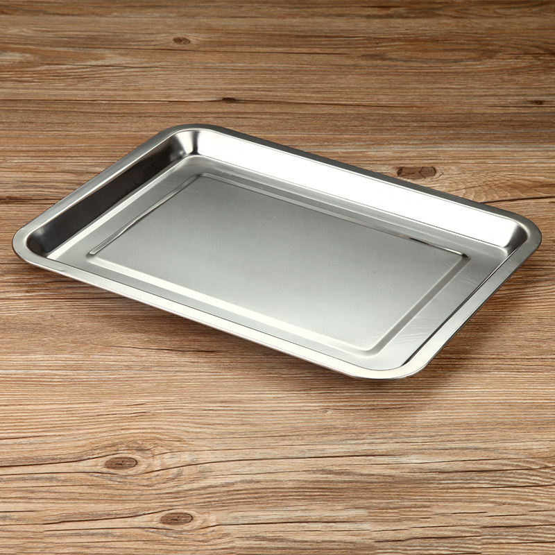 加厚不锈钢方盘长方形烧烤盘子bbq菜盘食堂饭盘盘