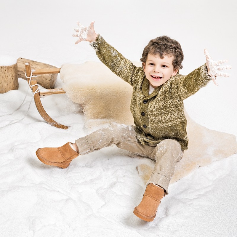 澳洲woollykids小羊沃利男女儿童秋冬加绒短款羊皮毛一体雪地靴