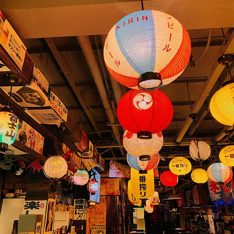 日式灯笼寿司料理室内餐厅装饰吊灯和风浮世绘灯笼