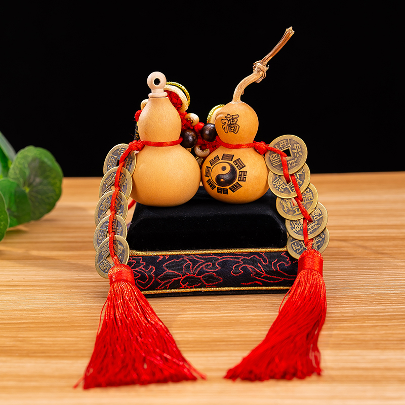 葫芦开口挂件化解对门镇天然摆件招财五帝钱开光葫芦