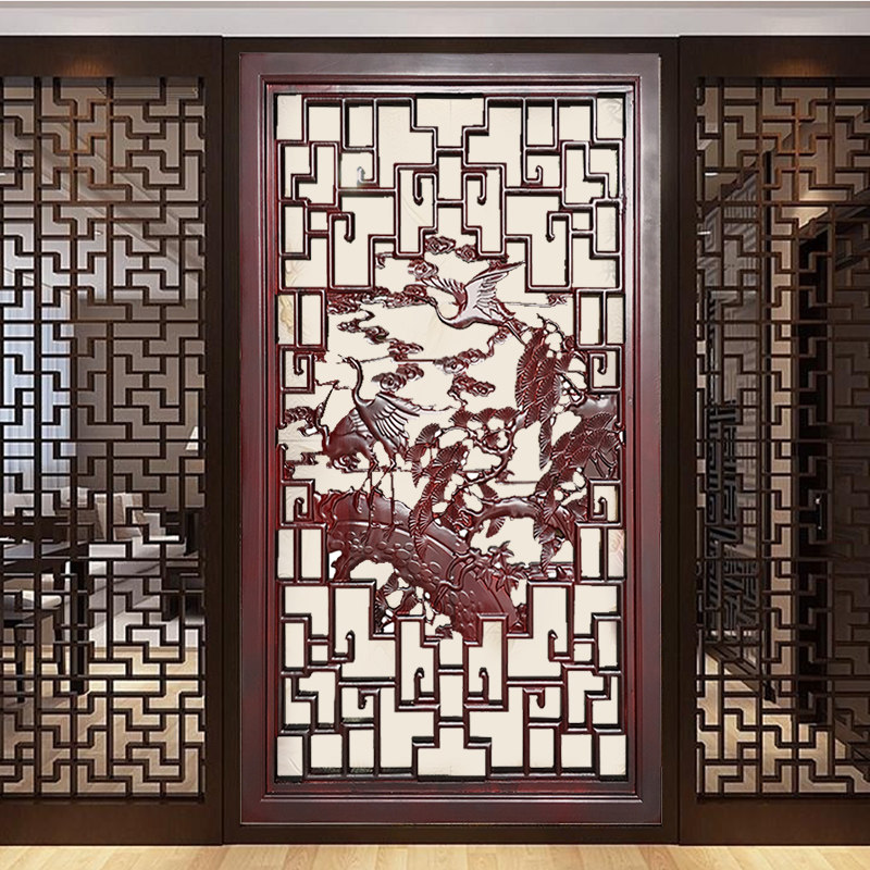 东阳木雕中式明清仿古隔断实木镂空屏风玄关木雕