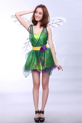 绿色精灵万圣节蜻蜓昆虫动物派对蝴蝶仙子cosplay民族服装