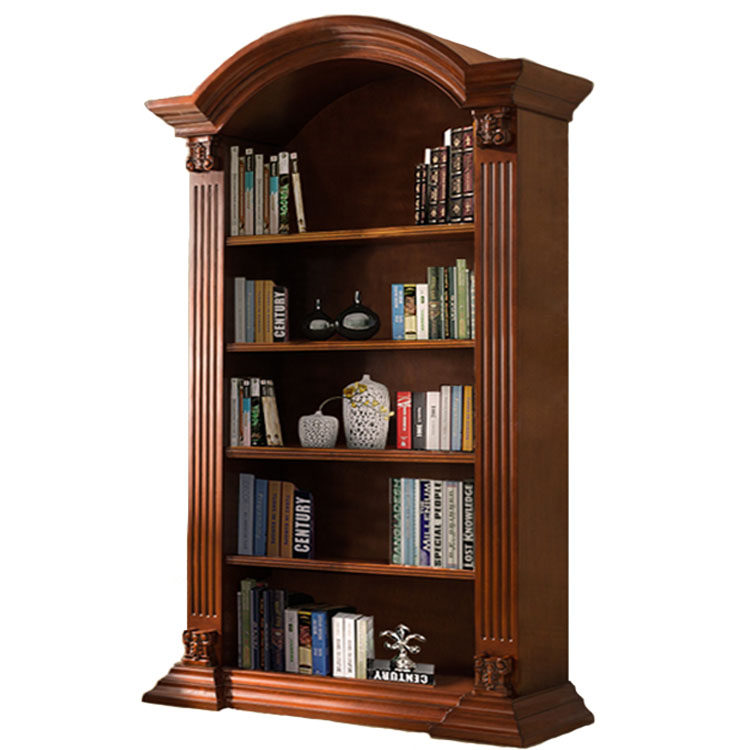 书柜美式实木单个展示收纳欧式复古书橱雕花单个书柜