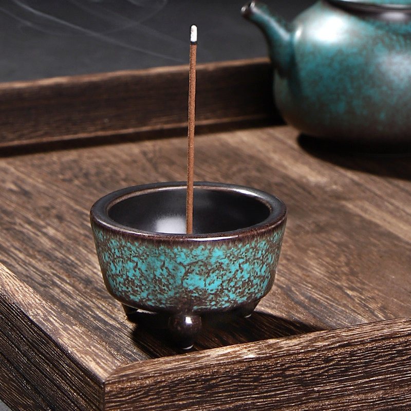 三足用具香插室内禅意香炉小香复古窑变炉香香薰炉