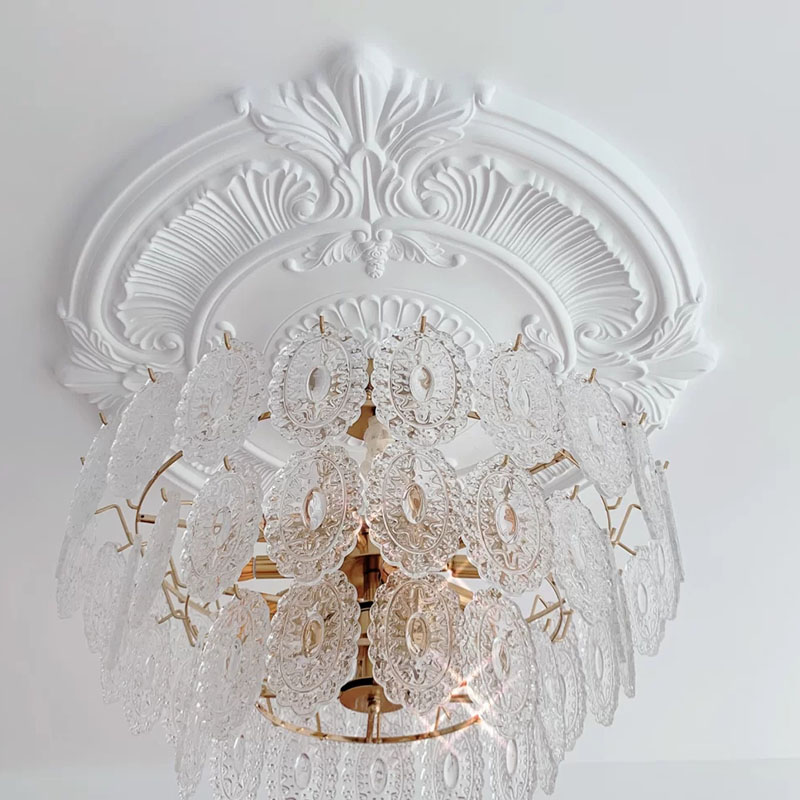 法式石膏灯盘欧式不规则花盘吊灯装饰圆盘吊顶石膏线条