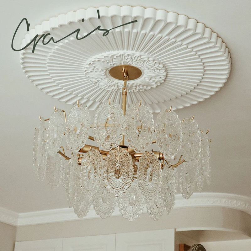 石膏灯盘吊灯装饰圆盘光面简约欧美美式法式石膏线条