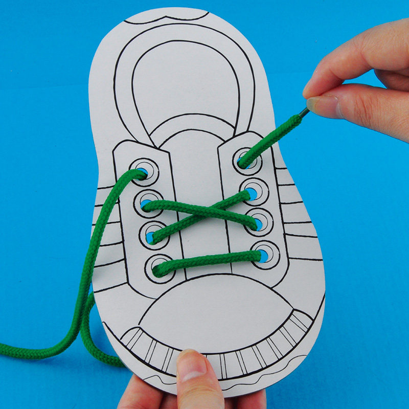 穿鞋板益智玩具幼儿园创意美劳手工制作系鞋带教具儿童涂色材料包