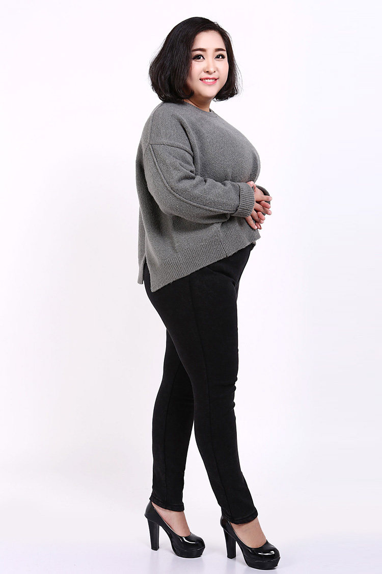 码加300斤超大绒裤女胖mm弹力牛仔裤冬加加大牛仔裤