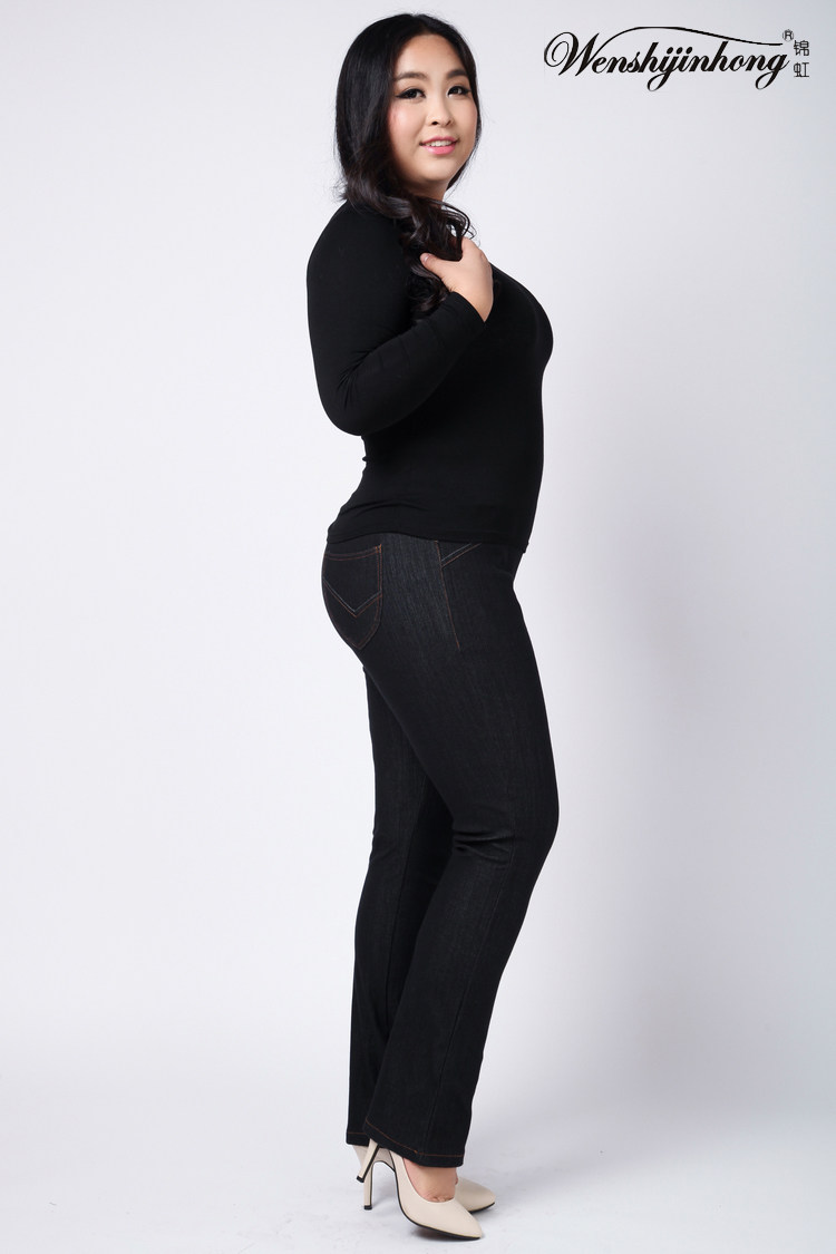 特大加肥高腰筒裤显瘦女裤加大200斤牛仔裤弹力牛仔裤