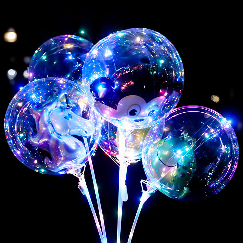 波波球网网红发光气球火爆款地透明夜光摆摊气球