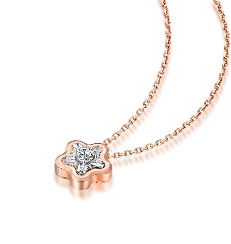 钻石珂兰项链五角星车花锁骨时尚吊坠金钻石玫瑰颈饰