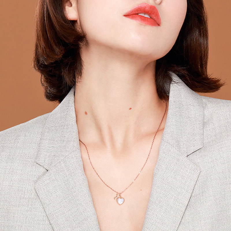 项链珂兰s925吊坠女款时尚套链简约清新心灵项链