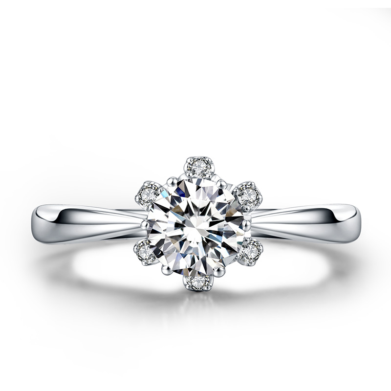 花型六爪戒托珂兰18kpt950铂金结婚订婚制戒女戒托