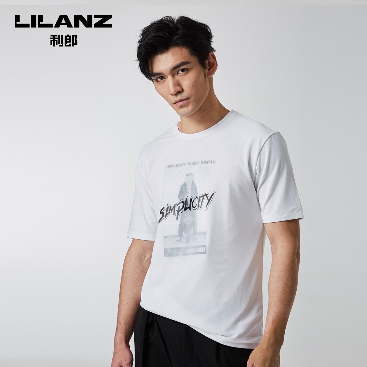 lilanz利郎短袖男士宽松潮牌圆领图案半袖夏装t恤