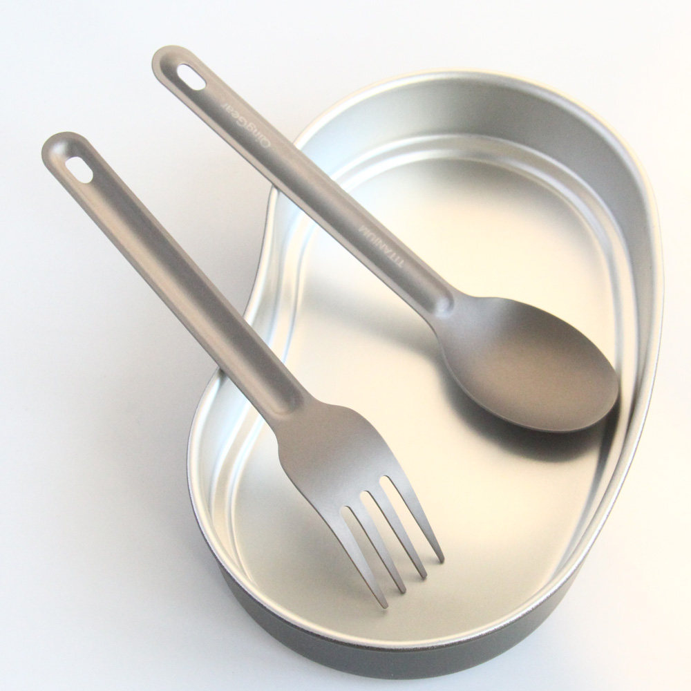 叉勺钛合金直柄叉勺子 纯钛饭勺餐勺叉勺便携户外野营家用餐具套装