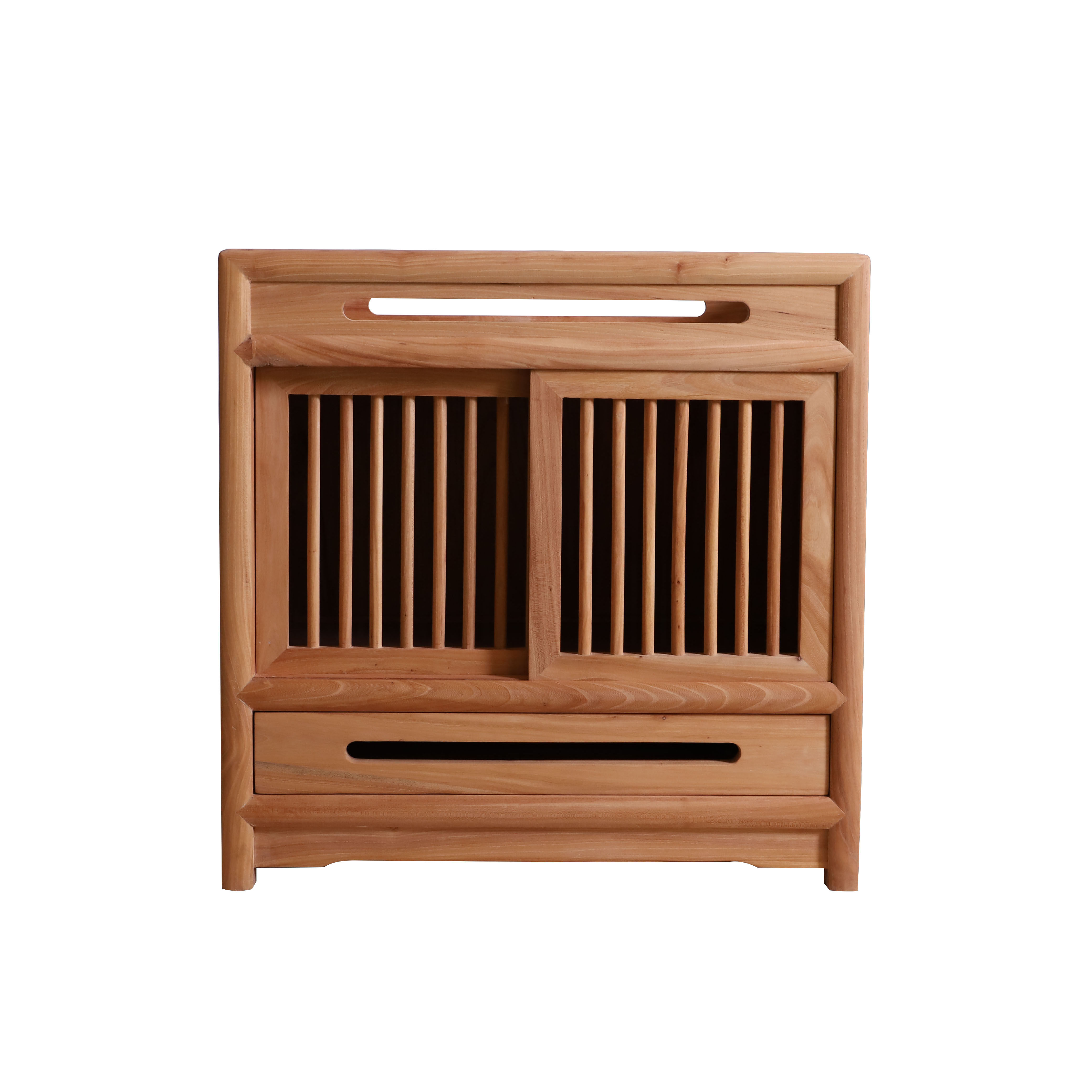 晟木禅意新中式茶水柜榆木北美黑胡桃家具茶边柜矮柜茶水台烧水柜