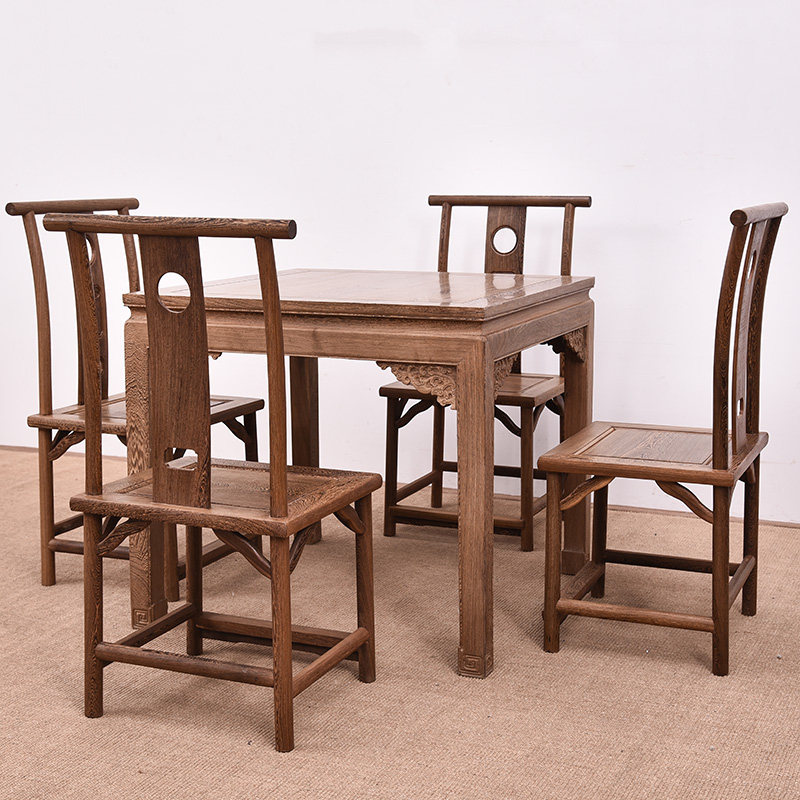 餐桌红木家具鸡翅木中式实木桌椅组合仿古休闲家用餐桌