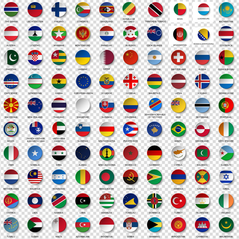 圆形国旗区旗图标png格式透明底免元素图片设计素材