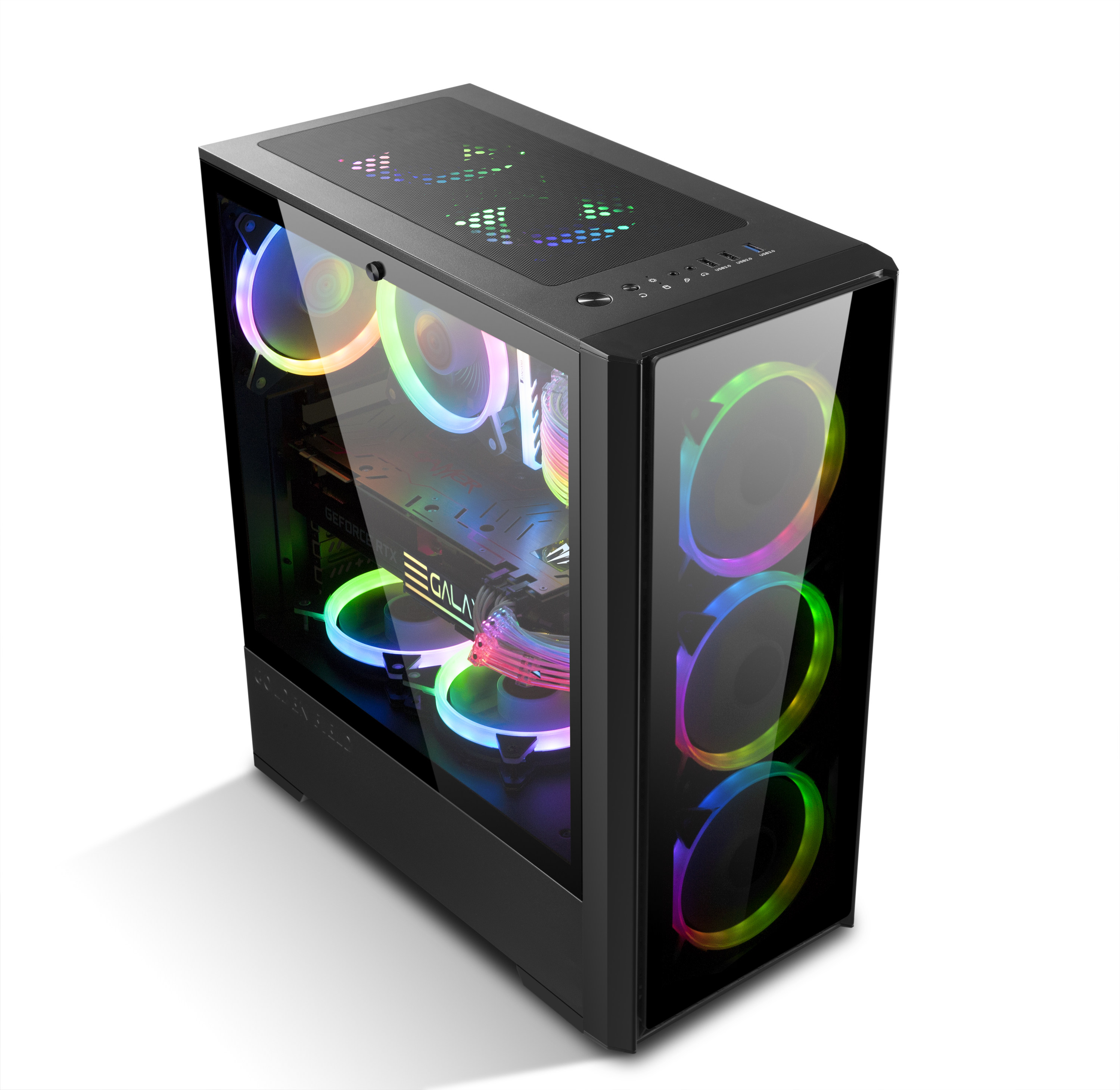 金河田goldenfield预见p3b台式机diy侧透玻璃下置机箱