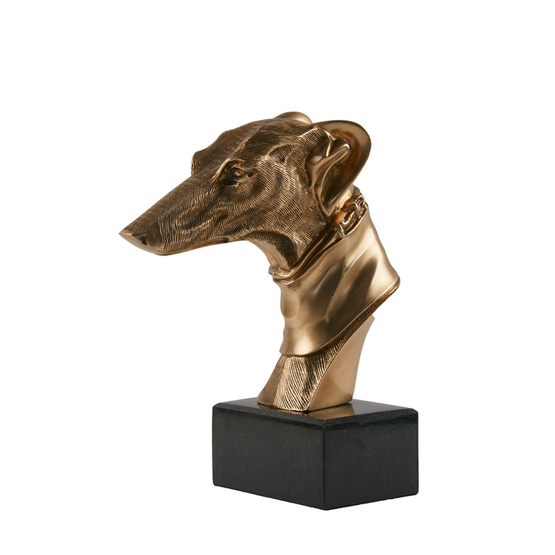 harborhouse创意品质家居摆设灵缇头像黄铜装饰摆件