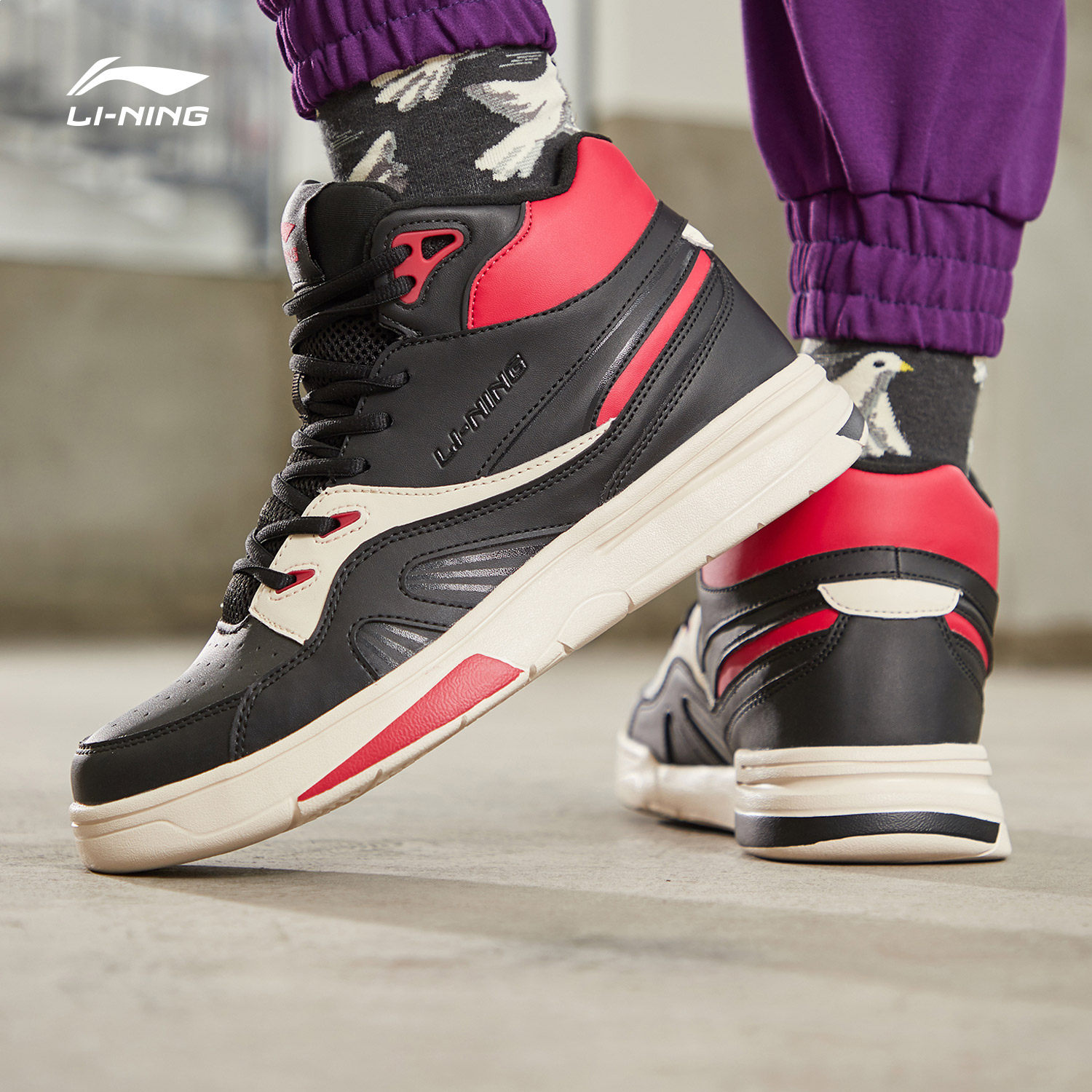 李宁休闲鞋男鞋2019新款937 lte轻便休闲板鞋时尚潮流高帮运动鞋