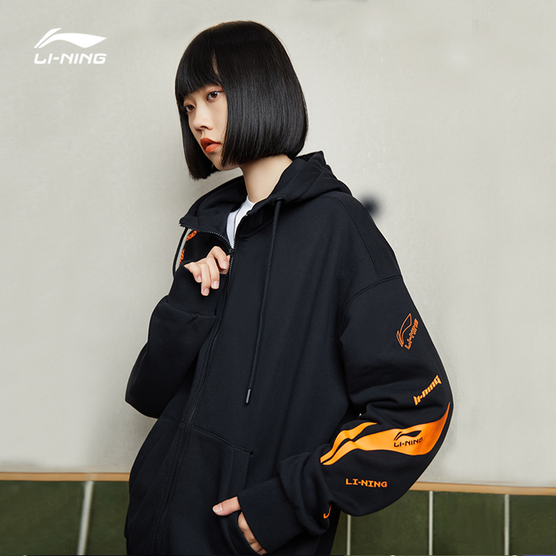 李宁卫衣男秋季旗舰新款情侣装训练开衫外套女连帽休闲上衣运动服