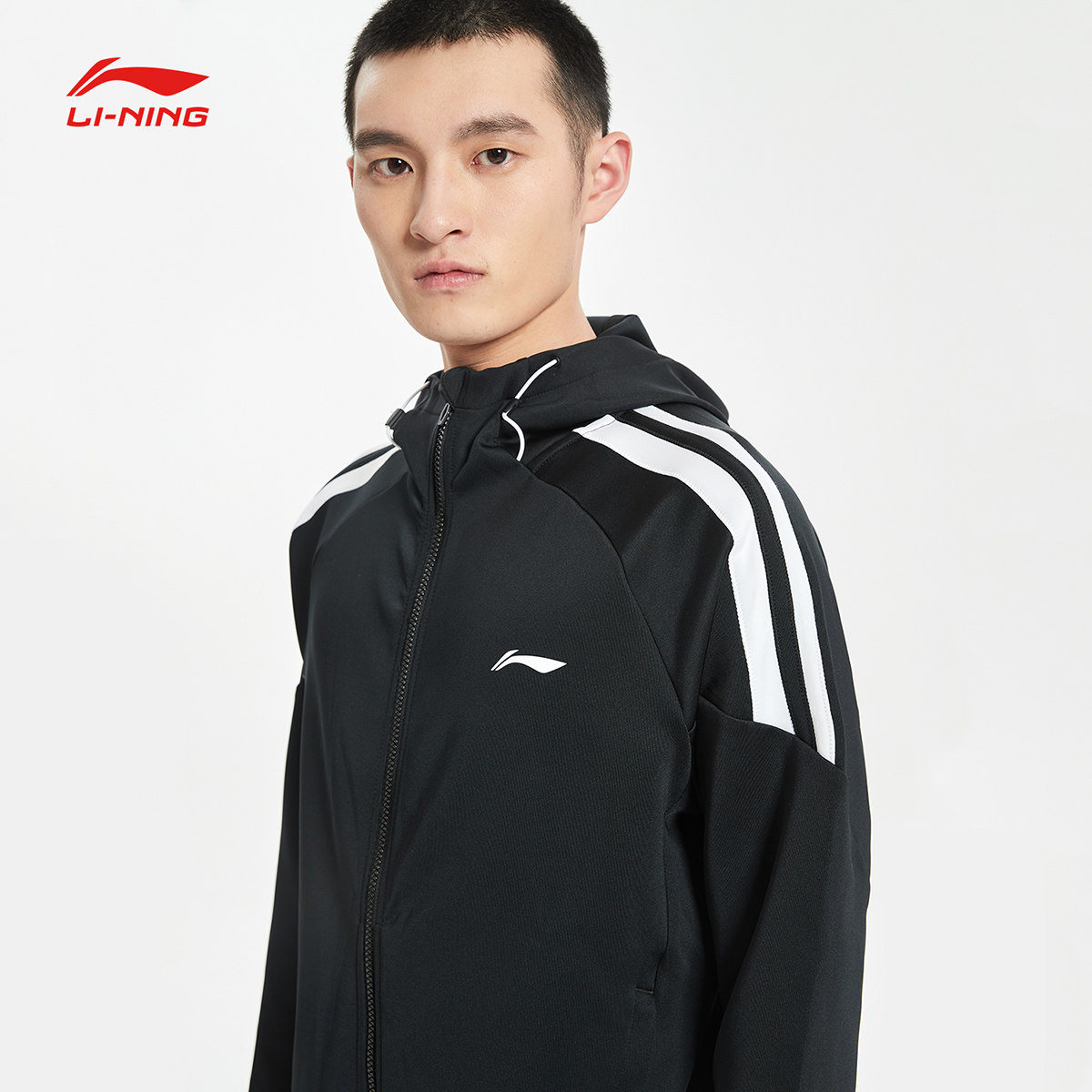 李宁卫衣男秋季官方训练健身开衫长袖连帽大码外套跑步针织运动服