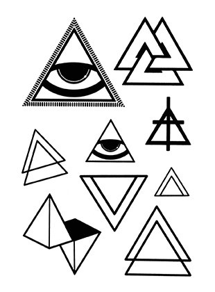 格艾菲三角几何黑白线条小纹身贴防水韩国简约创意贴纸_7折现价4元