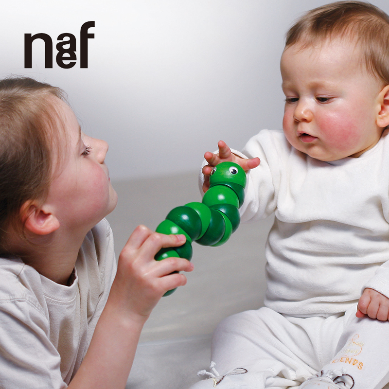 瑞士Naef彩色毛毛虫婴儿木制百变扭扭虫 进口儿童益智玩具1-3岁+