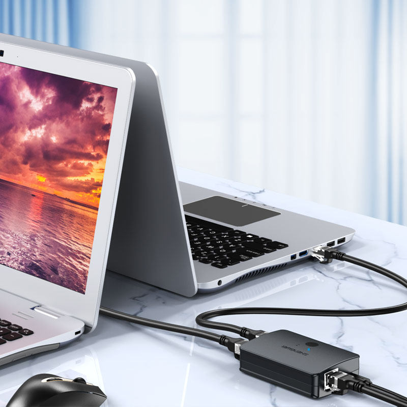 内外外网网线胜为rj45一拖迷你型电脑迷电脑两口网络切换器