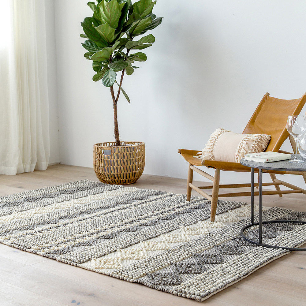 地毯印度进口羊毛手工编织现代简约家用卧室客厅地毯