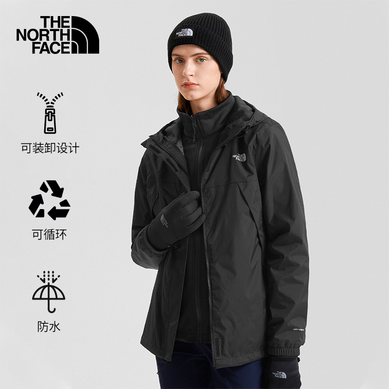 爱打扮(www.idaban.cn)，TheNorthFace北面三合一冲锋衣女户外防水保暖秋季上新|7QW6