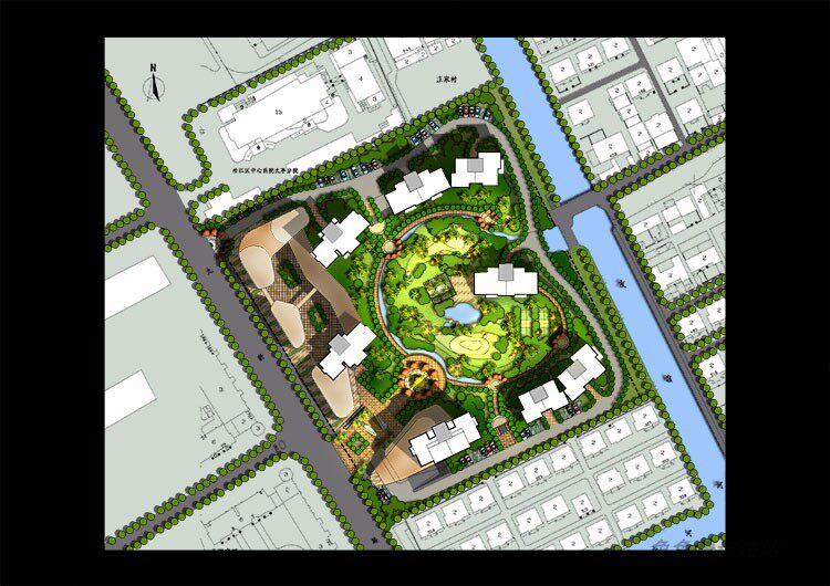 ps素材居住区小区景观规划平面图psd分层源文件设计素材